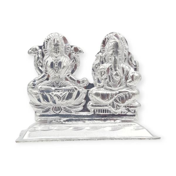 Elegant Godess Lakshmi and Lord Ganpati Silver Idol